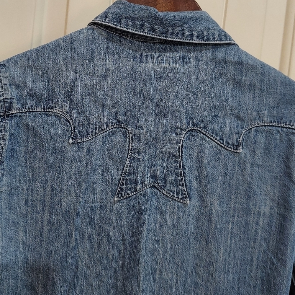Girls Stetson Western Denim Pearl Snap Long Sleeve Shirt - Picture 5 of 8
